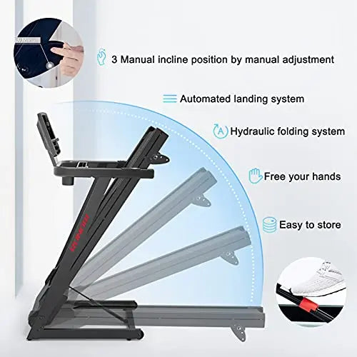 RUNOW Folding Treadmill with Incline and LCD Monitor RUNOW