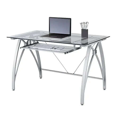 Glass Front Computer Workstation Realspace Vista Glass Computer Desk, 48