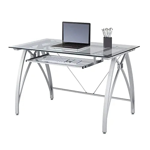 Realspace Vista Glass Computer Desk, 48"W - Silver Realspace