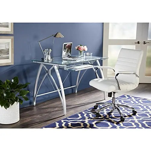 Realspace Vista Glass Computer Desk, 48"W - Silver Realspace