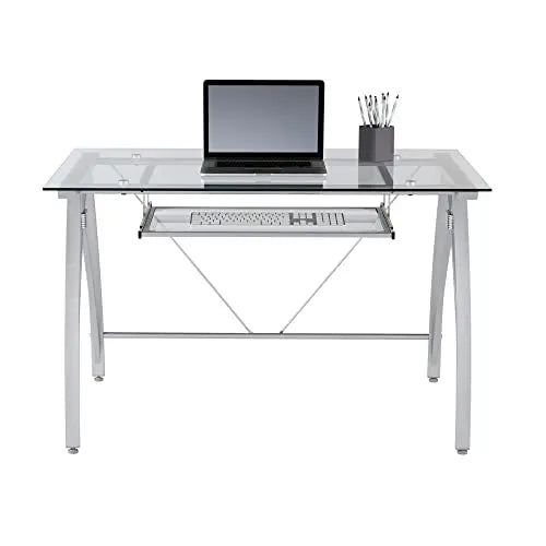 Realspace Vista Glass Computer Desk, 48"W - Silver Realspace