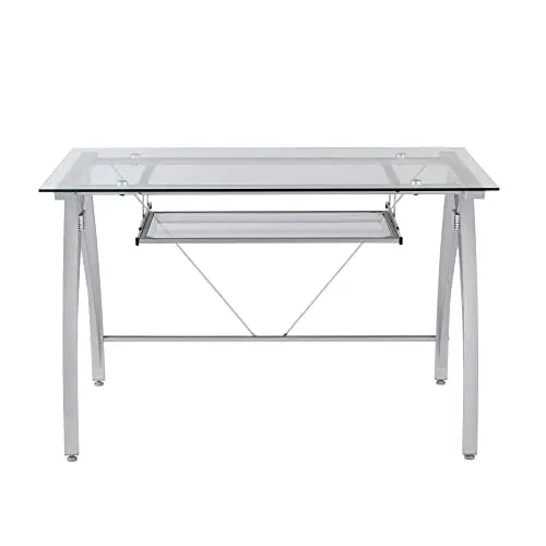 Realspace Vista Glass Computer Desk, 48"W - Silver Realspace