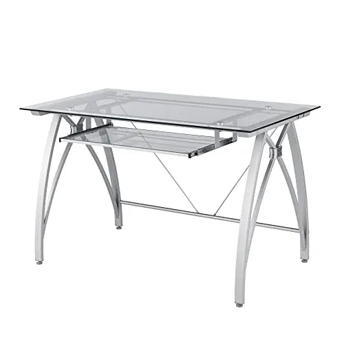 Realspace Vista Glass Computer Desk, 48"W - Silver Realspace