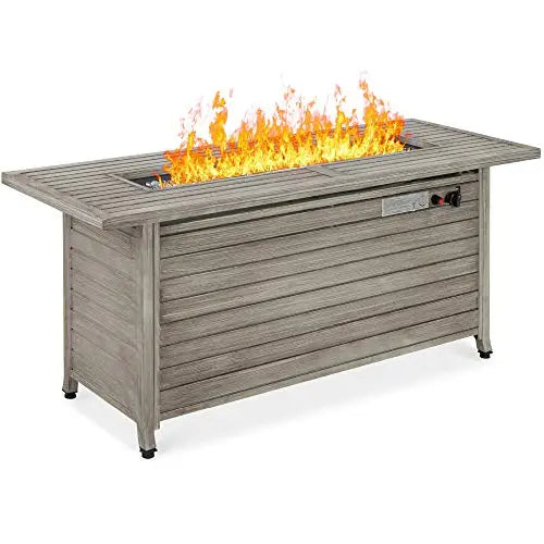 Rectangular Extruded Aluminum Gas Fire Pit Table - Gray Best Choice Products