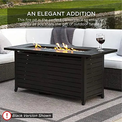 Rectangular Extruded Aluminum Gas Fire Pit Table - Gray Best Choice Products