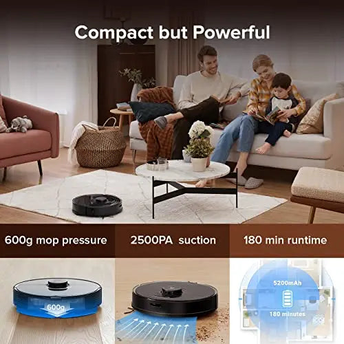 Roborock S7 Robot Vacuum and Mop, 2500PA Suction & Sonic Mopping, Multi-Level Mapping, Mop Floors and Vacuum Carpets - Black roborock