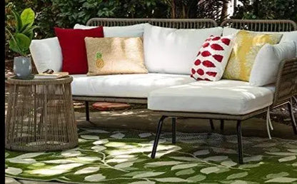 Rope Woven Sectional Patio Furniture L-Shaped Sofa Set - White Best Choice Products