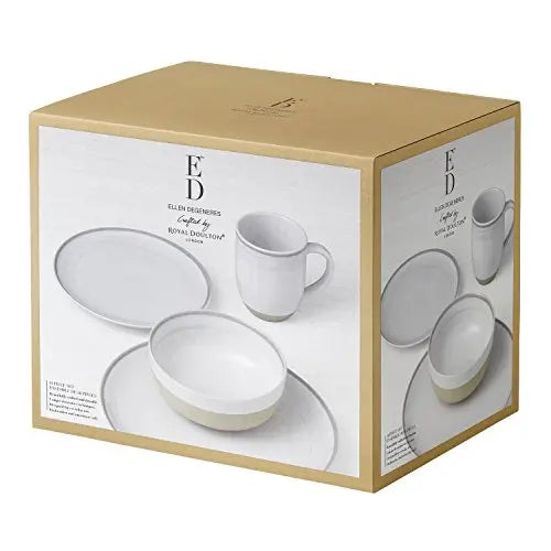 Royal Doulton Brushed Glaze Porcelain Stoneware 16-piece Dinnerware Set - White Royal Doulton