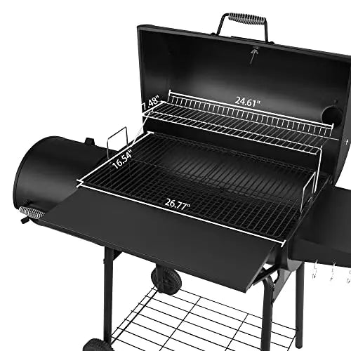 Royal Gourmet CC1830SC Charcoal Grill Offset Smoker with Cover - Black Royal Gourmet