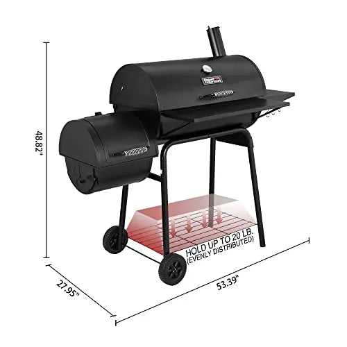 Royal Gourmet CC1830SC Charcoal Grill Offset Smoker with Cover - Black Royal Gourmet