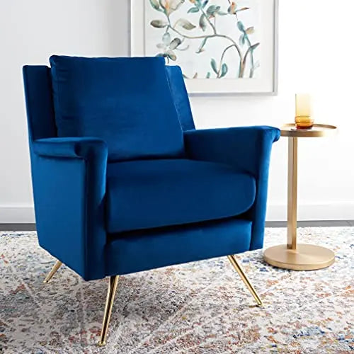 SAFAVIEH Home Collection Cerise Accent Arm Chair - Navy Velvet/Gold Safavieh