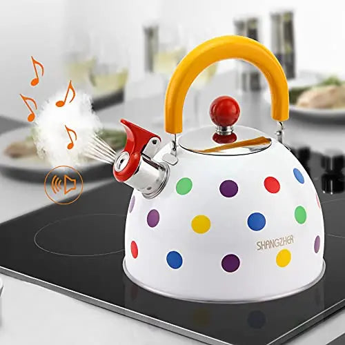 Kitchen, Cute Polka Dot Whistling Tea Kettle