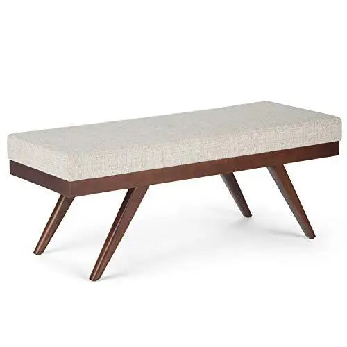 SIMPLIHOME Chanelle Mid Century Modern Bench Seat - Platinum SIMPLIHOME