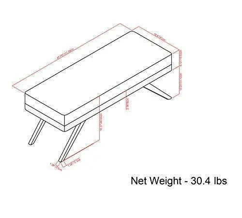 SIMPLIHOME Chanelle Mid Century Modern Bench Seat - Platinum SIMPLIHOME