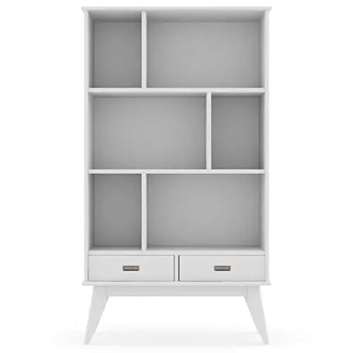 SIMPLIHOME Draper Bookcase | Solid Hardwood Modern Bookcase - White SIMPLIHOME