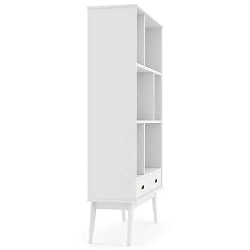 SIMPLIHOME Draper Bookcase | Solid Hardwood Modern Bookcase - White SIMPLIHOME