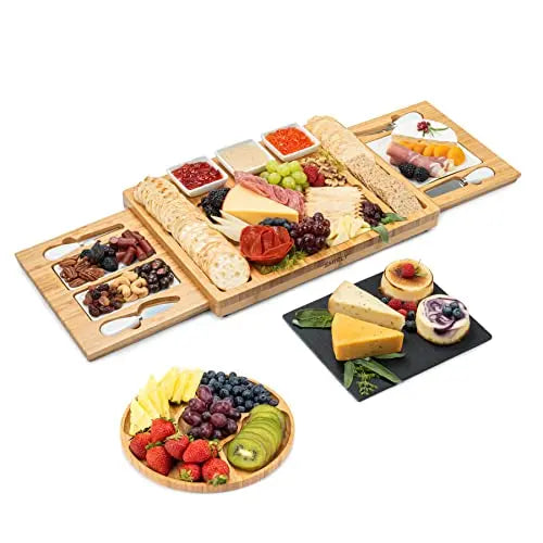 SMIRLY Cheese Board | Extra Large Bamboo Charcuterie Board Set SMIRLY