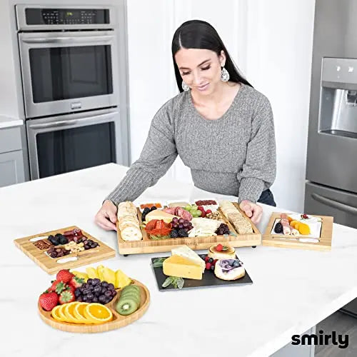 SMIRLY Charcuterie Board Set  Extra Large Bamboo Cheese Board