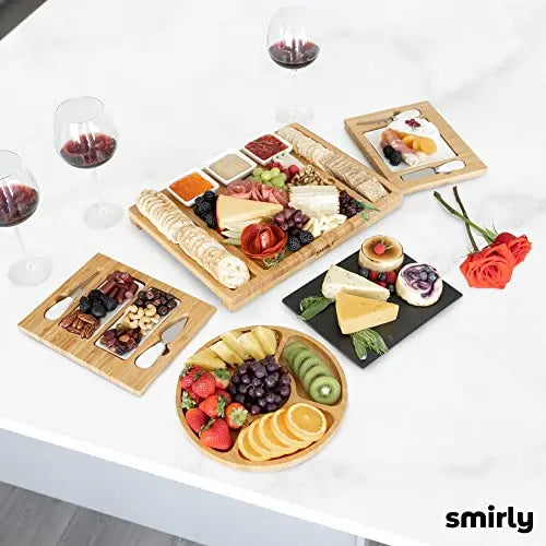 SMIRLY Cheese Board | Extra Large Bamboo Charcuterie Board Set SMIRLY