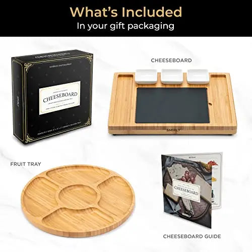 SMIRLY Cheese Board | Extra Large Bamboo Charcuterie Board Set SMIRLY