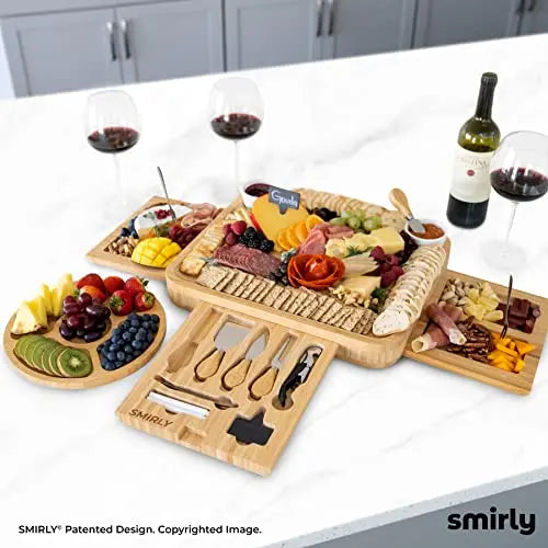 SMIRLY Cheese Board | Large Bamboo Charcuterie Board Set SMIRLY