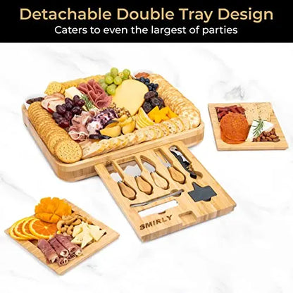 SMIRLY Cheese Board | Large Bamboo Charcuterie Board Set SMIRLY