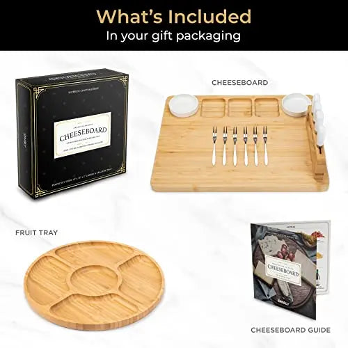 SMIRLY Cheese Board | Large Bamboo Charcuterie Board Set, Cheese Tray Platter SMIRLY