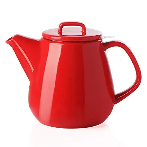 SWEEJAR Teapot | Large Ceramic Teapot with Infuser, 40 oz - Red SWEEJAR