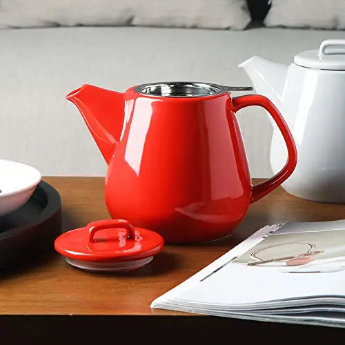 SWEEJAR Teapot | Large Ceramic Teapot with Infuser, 40 oz - Red SWEEJAR