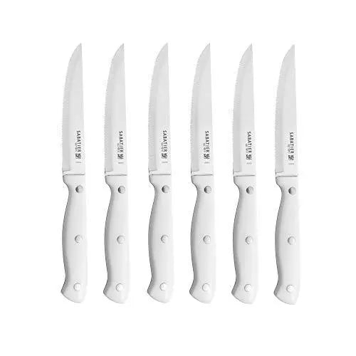 Sabatier Forged Triple Rivet 15-Piece Knife Block Set - White Sabatier