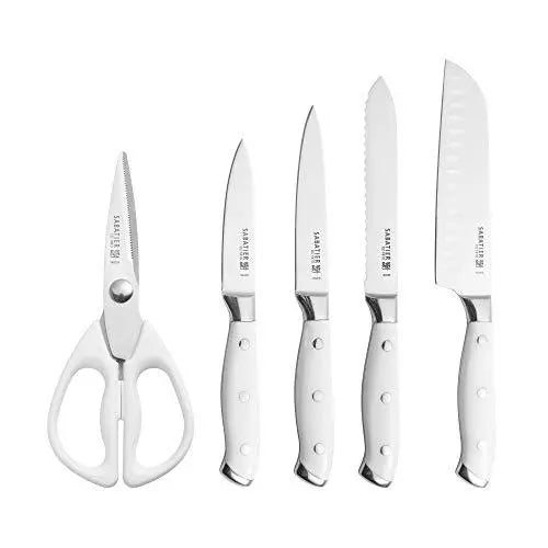 Sabatier Forged Triple Rivet 15-Piece Knife Block Set - White Sabatier