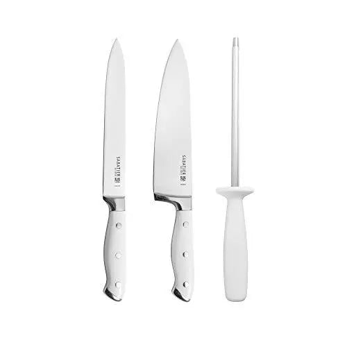 Sabatier Forged Triple Rivet 15-Piece Knife Block Set - White Sabatier