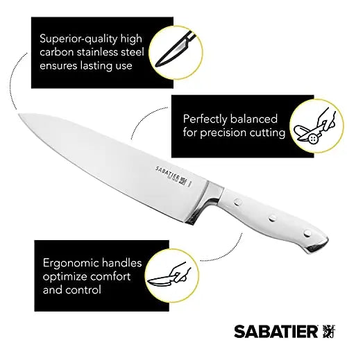 Sabatier Forged Triple Rivet 15-Piece Knife Block Set - White Sabatier