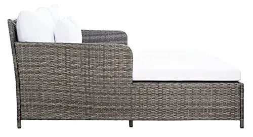 Safavieh Cadeo Outdoor Daybed | Brown Cushion Patio Lounger - Grey/White Safavieh