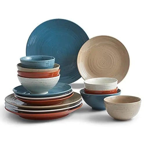 Sango Siterra Dinnerware Set, Painter's Palette 16-Piece Stoneware Set - Multicolor Sango