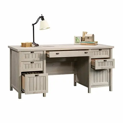 Sauder Costa Executive Desk - Chalked Chestnut Finish Sauder