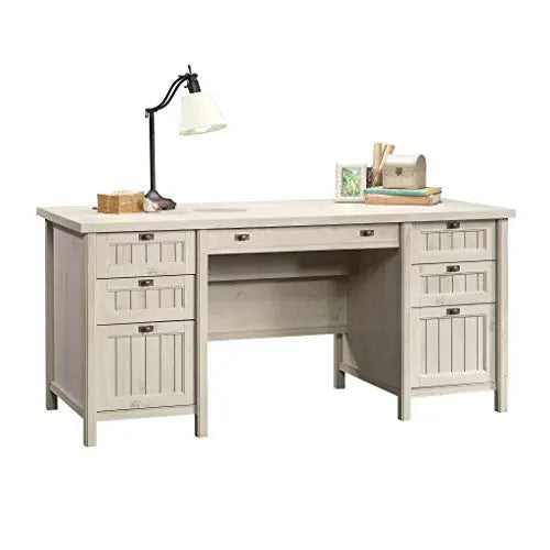 Sauder Costa Executive Desk - Chalked Chestnut Finish Sauder