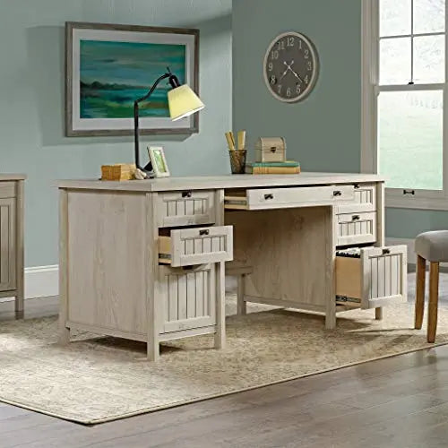 Sauder Costa Executive Desk - Chalked Chestnut Finish Sauder