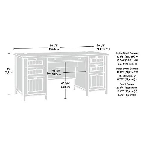 Sauder Costa Executive Desk - Chalked Chestnut Finish Sauder