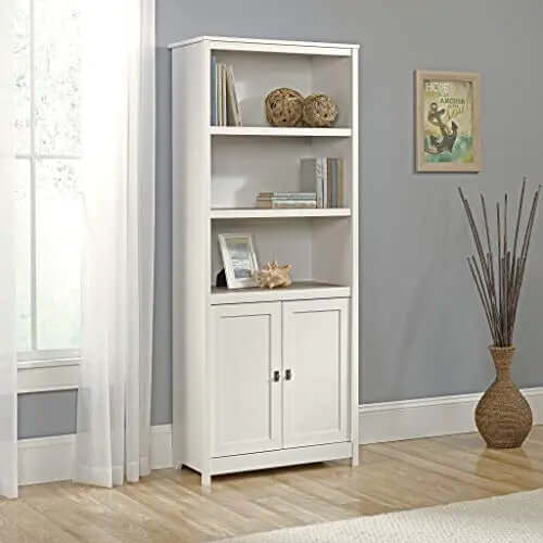 Sauder Cottage Road Bookcase with Doors - Soft White finish Sauder