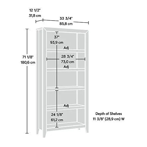 Sauder Dakota Pass Bookcase, 5 Shelves - Char Pine Finish Sauder