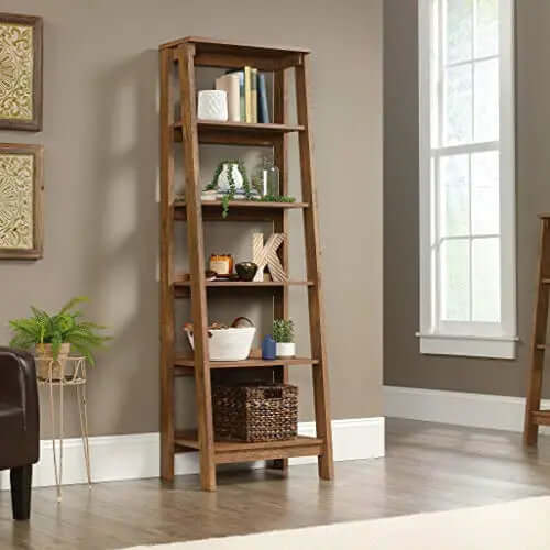 Sauder Trestle Bookcase, 5 Shelves - Vintage Oak finish Sauder