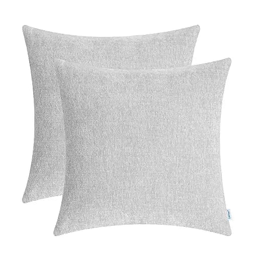 Set of 2 Cozy Modern Throw Pillow Covers, 16"x16" - Light Grey CaliTime