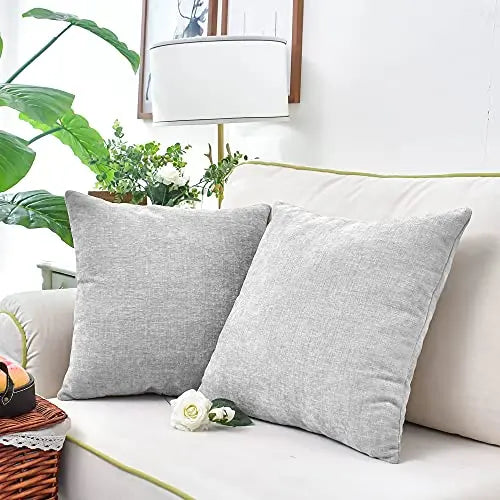 Set of 2 Cozy Modern Throw Pillow Covers, 16"x16" - Light Grey CaliTime