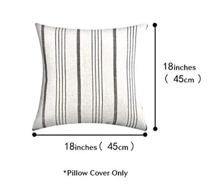 Set of 2 Decorative Accent Farmhouse Modern Throw Pillow Cover, 18"x18" - Off White with Grey Stripes Sunlit