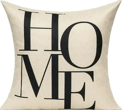 Set of 2 Decorative Letter Love Home Quote Throw Pillow Covers, 18" x 18" - Beige/Black All Smiles