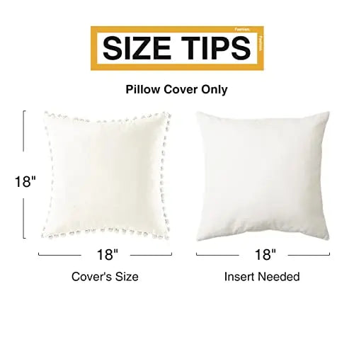Set of 2 Decorative Modern Throw Pillow Covers | Soft Velvet Cushion Covers, 18"x18" - Cream Top Finel