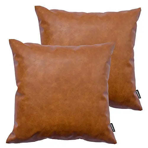 HOMFINER Faux Leather Throw Pillow Covers 