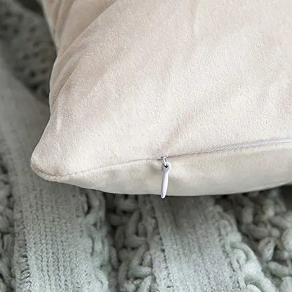 Set of 2 Velvet Solid Decorative Modern Throw Pillow Covers | Cushion Pillowcases, 18"x18" - Cream White MIULEE
