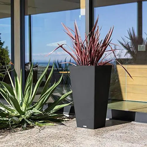 Set of 2 Veradek V-Resin Indoor/Outdoor Taper Planters - Black Veradek